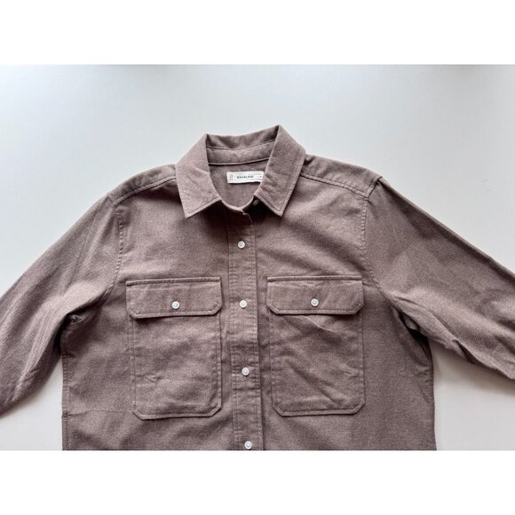 EVERLANE Taupe Melange 100% Organic Cotton Flannel Boyfriend Shirt, Size M - Picture 8 of 16
